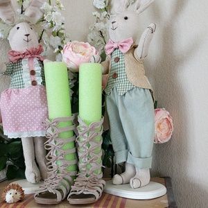 Sky High Bows & Nude Suede Gladiator Sandals